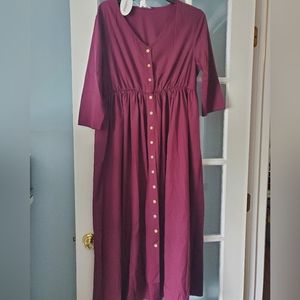 Maternity Coolmee burgundy button down dress size Large New never worn b…